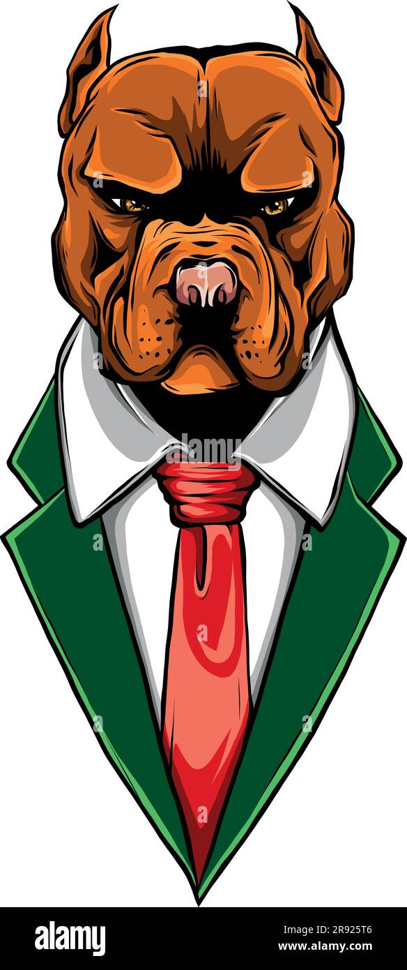 cane mastiff vestito in vestito, illustrazione di animali di moda Illustrazione Vettoriale