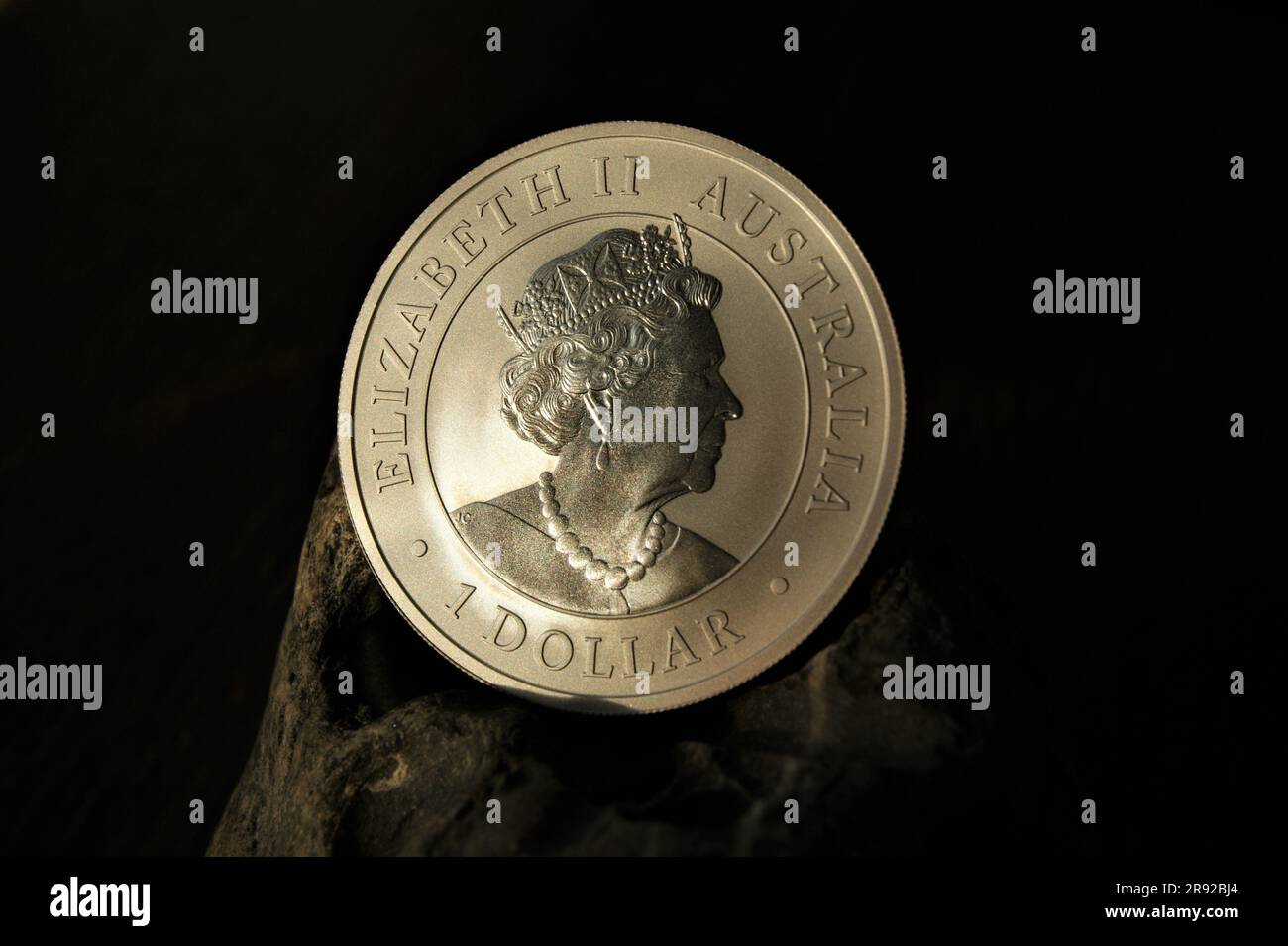 Moneta d'argento australiana da 1 dollari. Moneta d'investimento in argento puro. Foto Stock