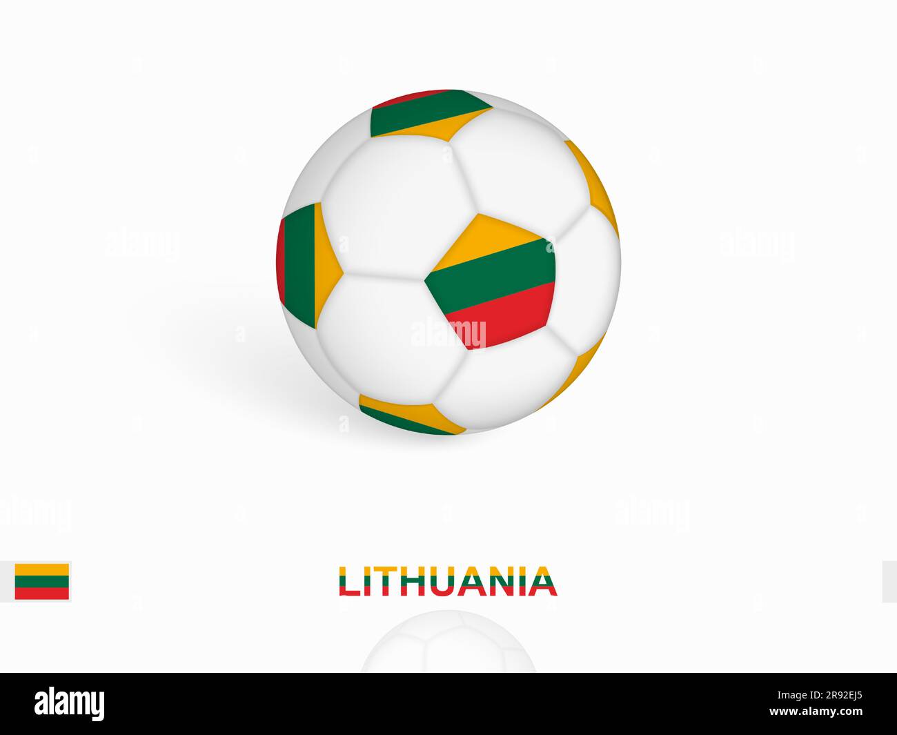 Pallone da calcio con bandiera lituana, attrezzature sportive da calcio. Illustrazione vettoriale. Illustrazione Vettoriale