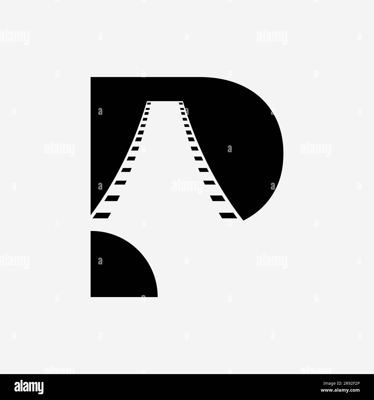 Logo di trasporto con concetto P Letter. Modello di progettazione del logo stradale Illustrazione Vettoriale