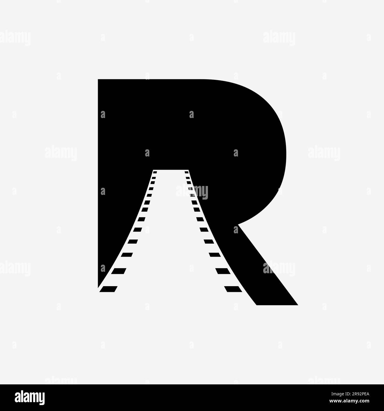 Logo di trasporto con concetto R Letter. Modello di progettazione del logo stradale Illustrazione Vettoriale