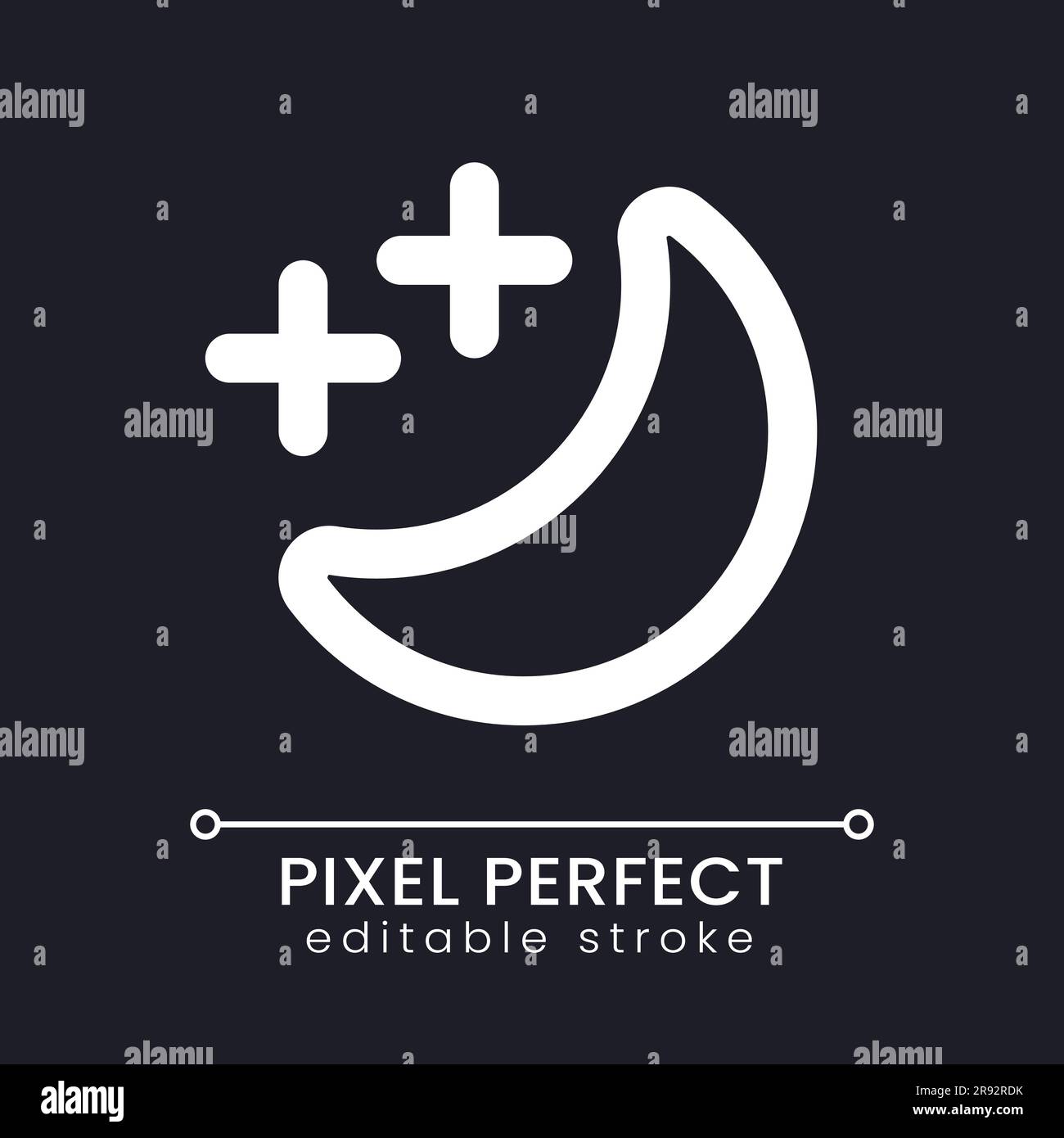 Icona dell'interfaccia utente lineare pixel Perfect White in modalità sleep per il tema scuro Illustrazione Vettoriale
