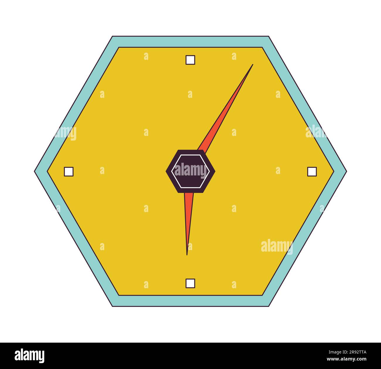 Orologio a parete a forma esagonale, linea piatta, colore isolato oggetto vettoriale Illustrazione Vettoriale