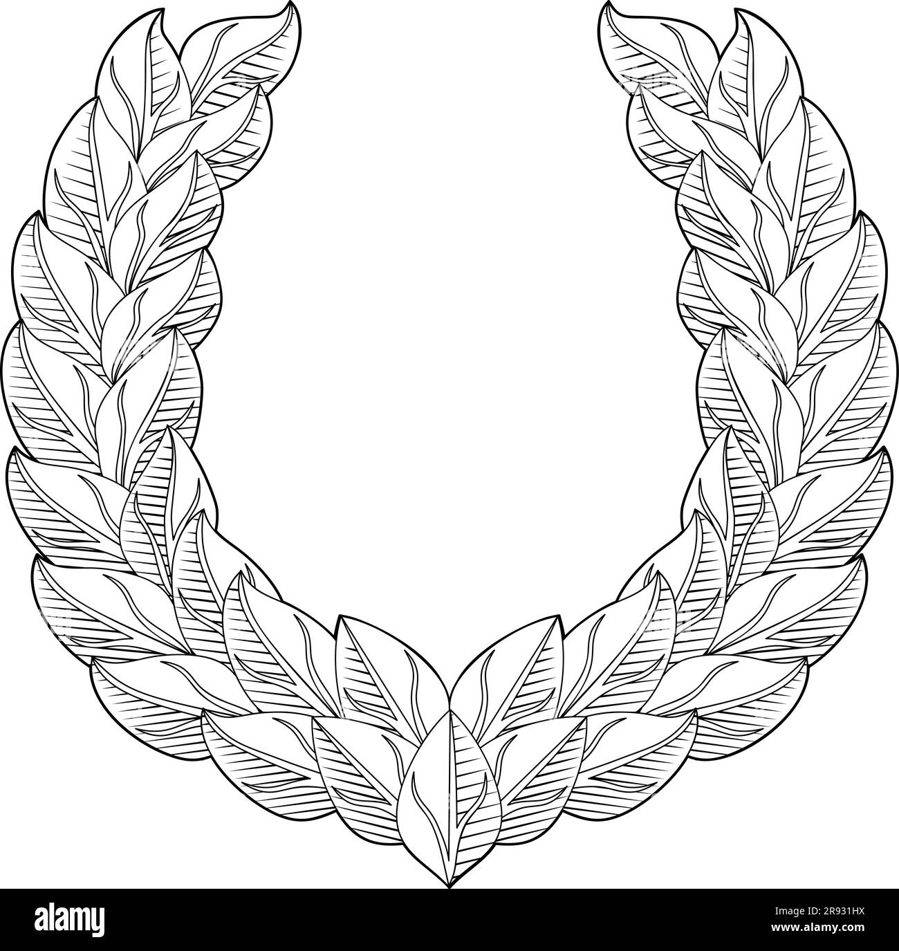 Laurel Wreath Branch Leaf Emblem Heraldry Design Illustrazione Vettoriale