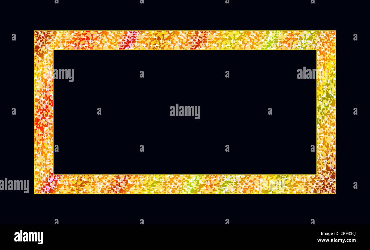 Cornice rettangolare colorata con trama a olio elemento decorativo cornice immagine verticale o orizzontale illustrazione vettoriale isolata su nero Illustrazione Vettoriale