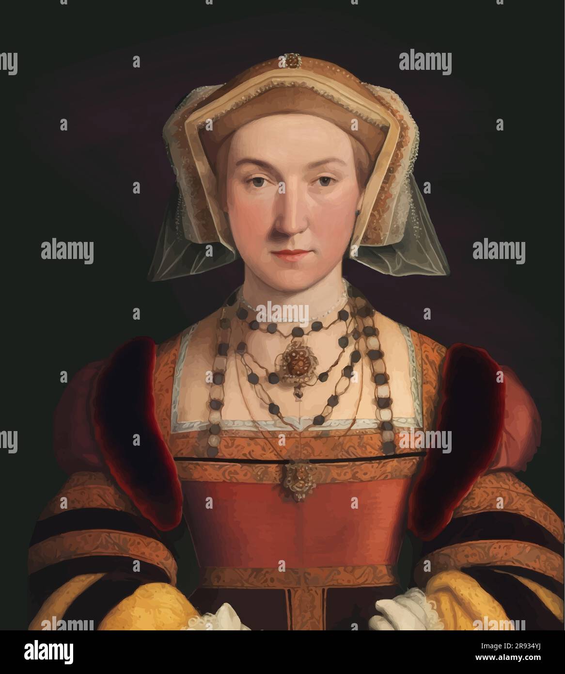 Interpretazione di Anna di Cleves (1515 - 1557), quarta moglie di Enrico VIII Illustrazione Vettoriale