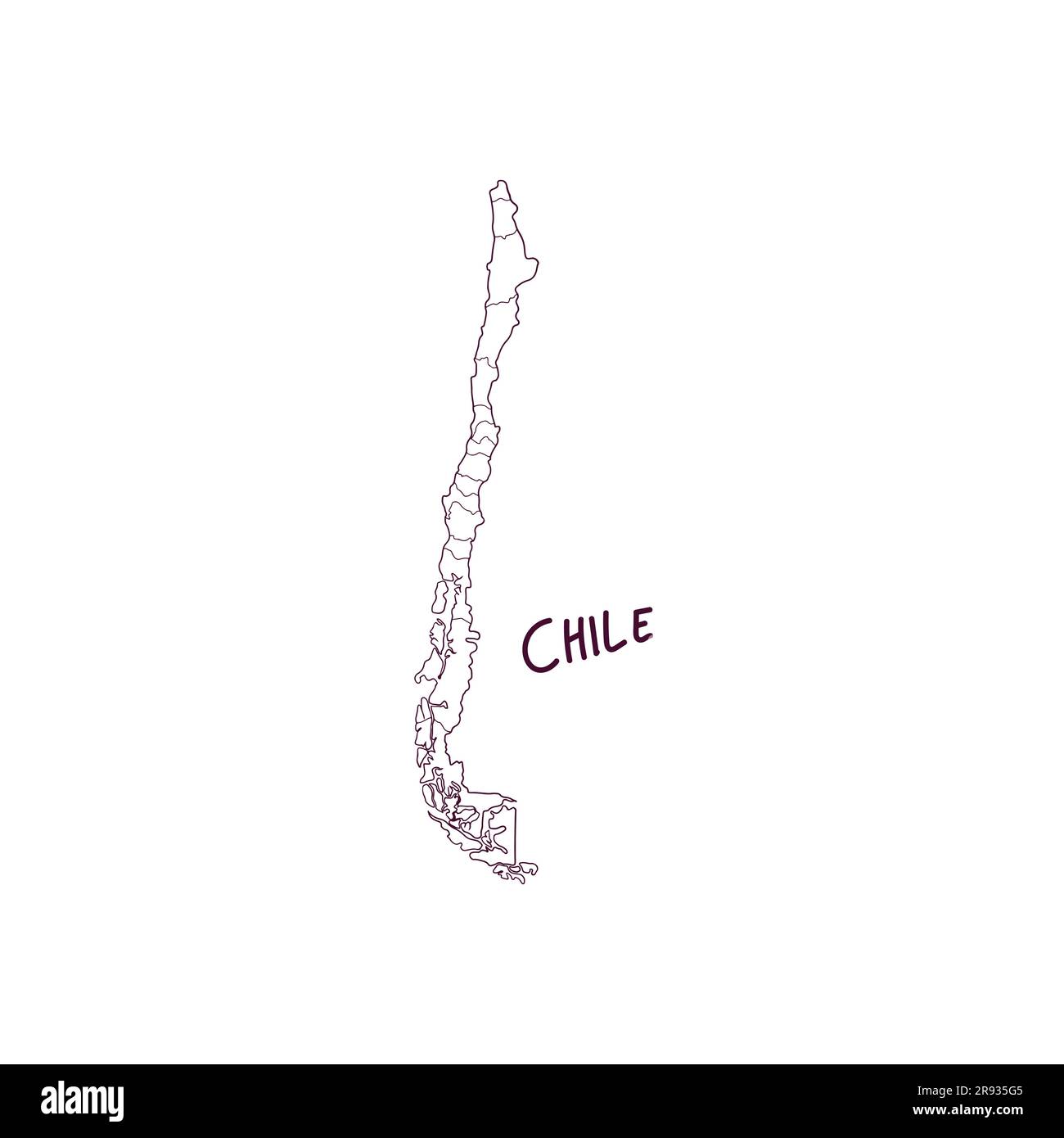 Mappa Doodle disegnata a mano del Cile. Illustrazione vettoriale Illustrazione Vettoriale