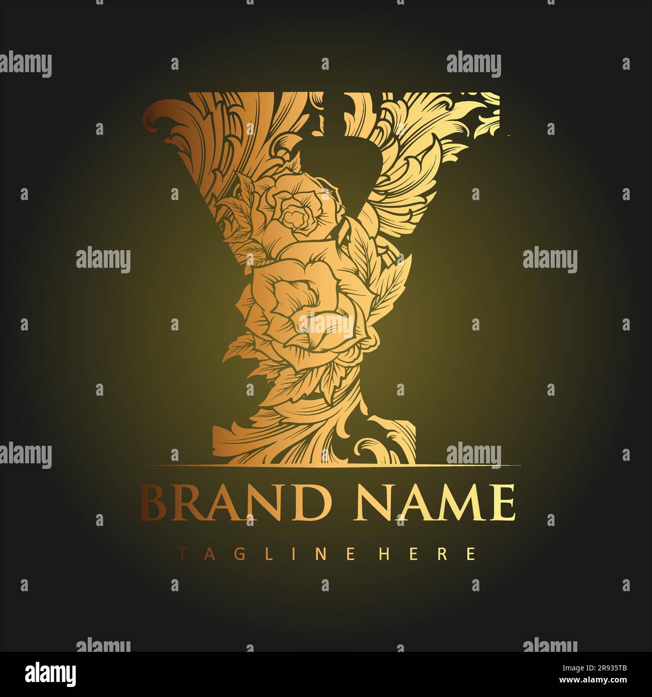 Sofisticato monogramma lettera Y vecchi petali ornamenti incisi illustrazioni vettoriali per il logo del tuo lavoro, t-shirt di merchandising, adesivi e l Illustrazione Vettoriale