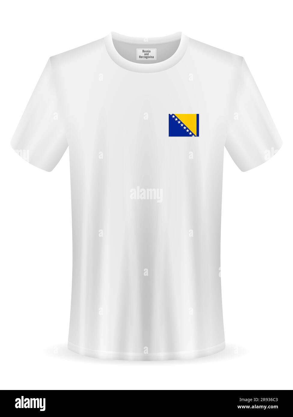 T-shirt con bandiera della Bosnia ed Erzegovina su sfondo bianco.  Illustrazione vettoriale Foto stock - Alamy