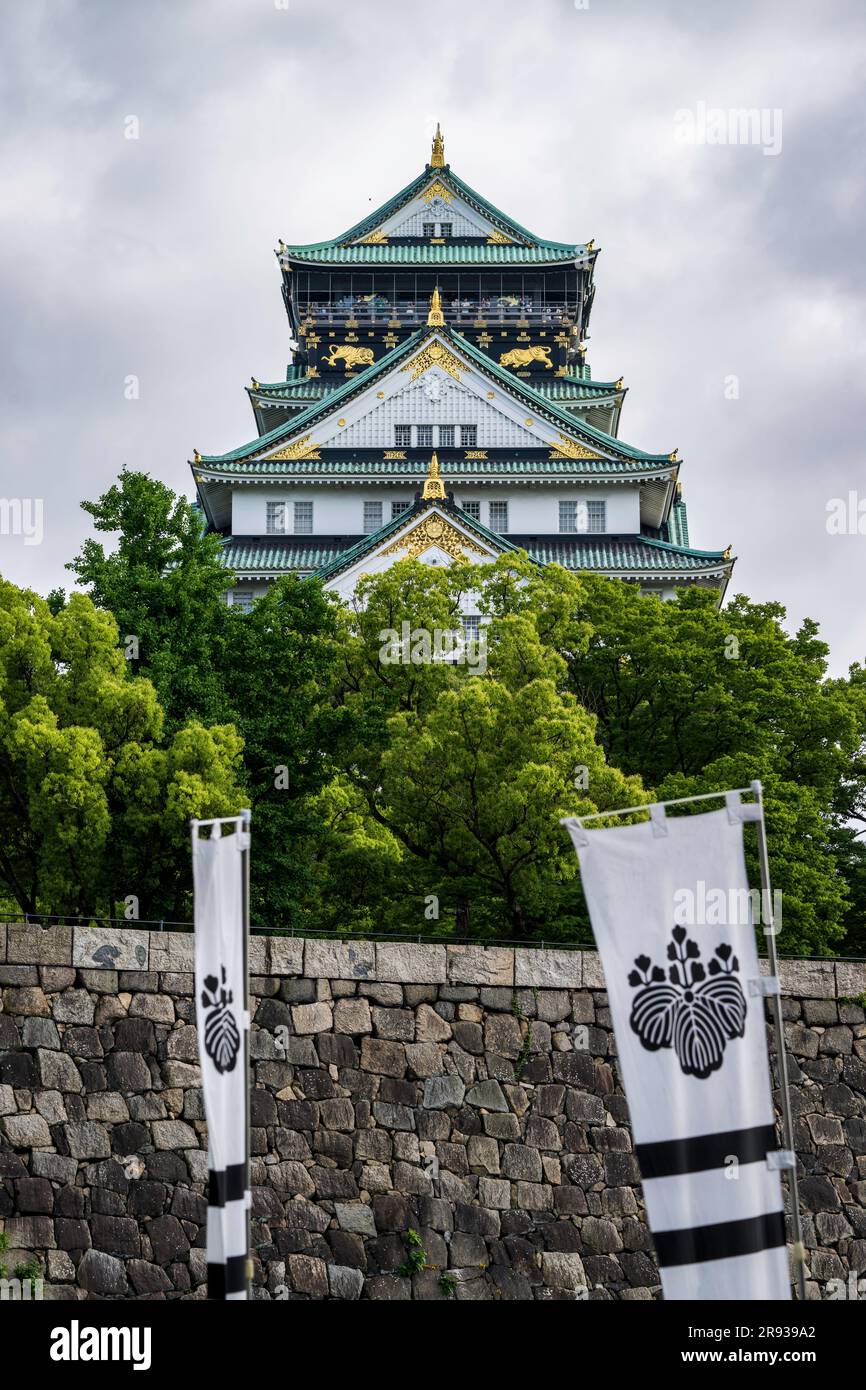 Il Castello di Osaka a Osaka, Giappone Foto Stock