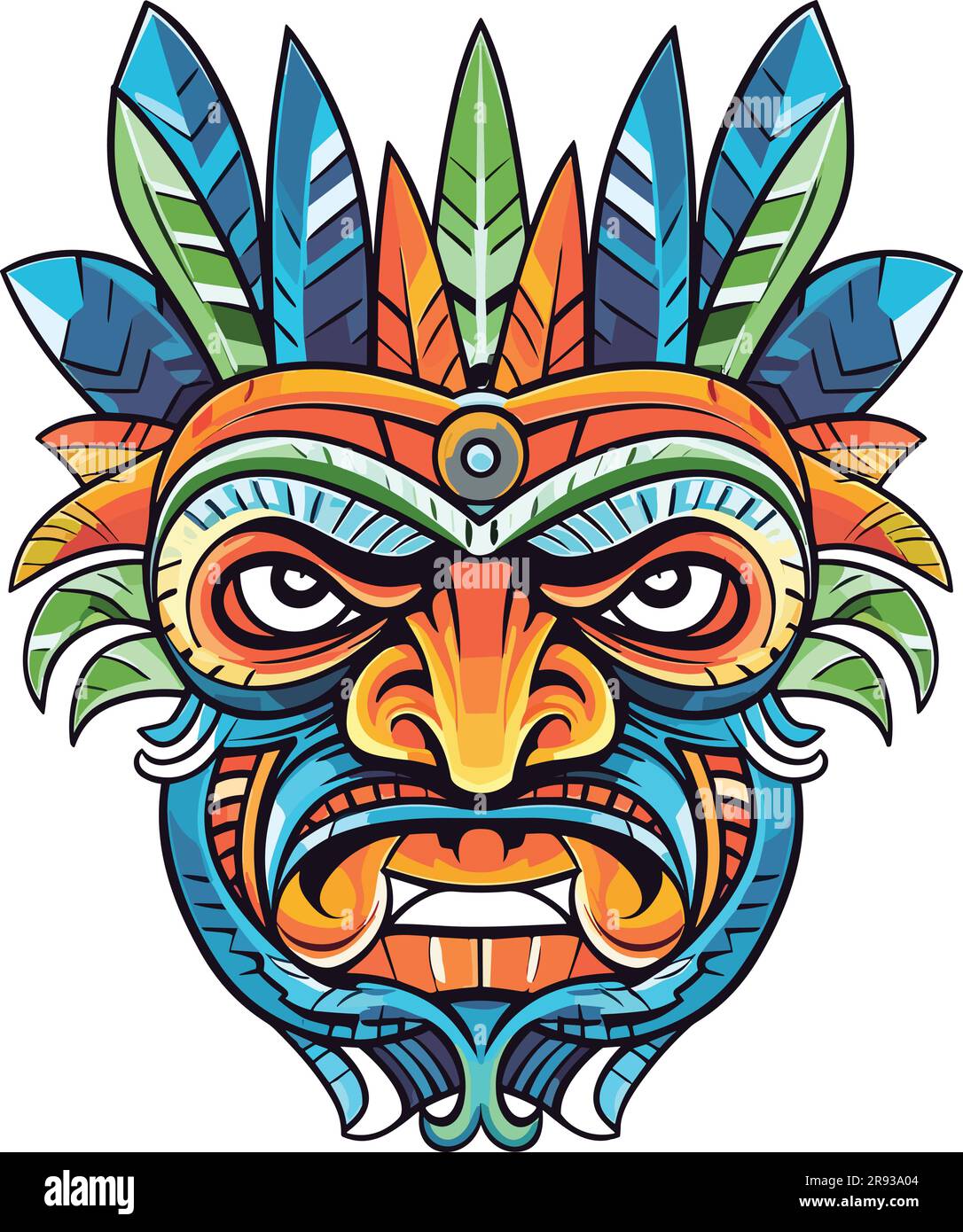 Maschera tiki tribale hawaiana in legno isolata | Vettore Premium