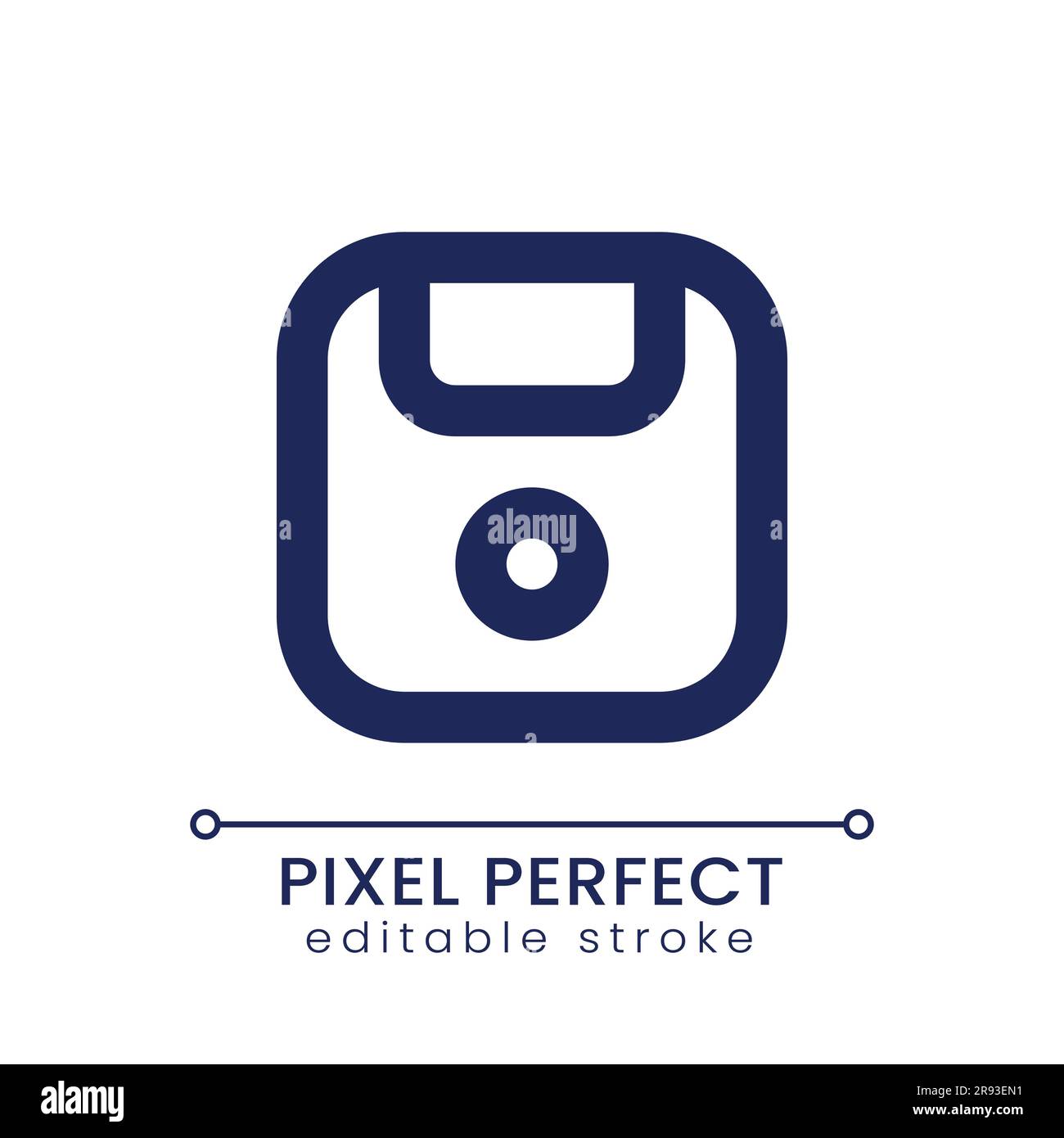 Icona Salva pixel Perfect Linear ui Illustrazione Vettoriale