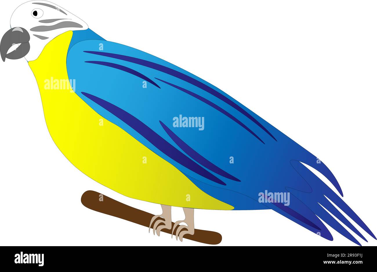 Pappagallo su sfondo bianco, disegno per bambini. Illustrazione Vettoriale