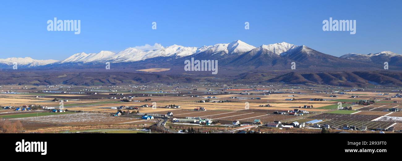 Furano Basin e Taisetsu Zan Foto Stock