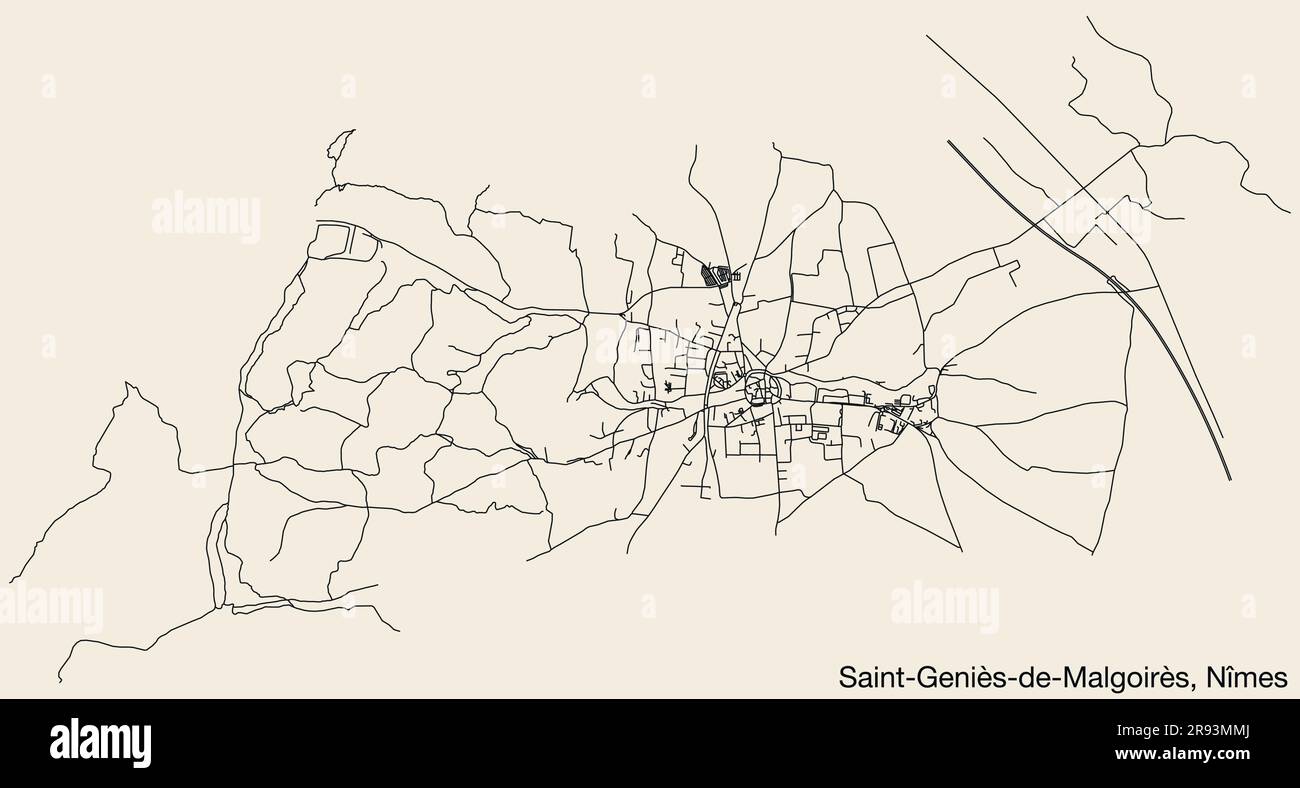 Cartina stradale del COMUNE DI SAINT-GENIÈS-DE-MALGOIRÈS, Nîmes Illustrazione Vettoriale