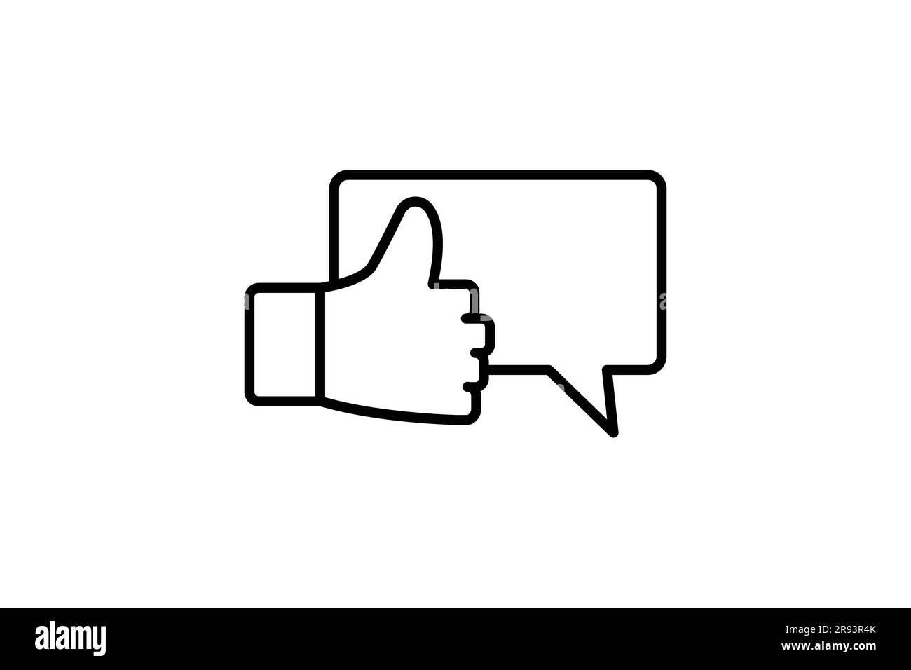icona feedback. Pollice con chat. icona relativa a livello di alto livello, consigli dei clienti, feedback, marketing digitale. Design stile icona di linea. Semplice progettazione vettoriale Illustrazione Vettoriale