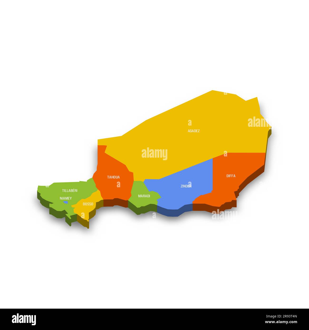 Mappa politica del Niger delle divisioni amministrative regioni e
