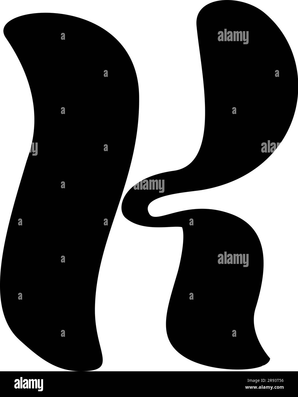 Consente di visualizzare la lettera K dell'alfabeto del carattere vettoriale liquido. Elemento abc font maiuscola per social media, web design, poster, banner, biglietti d'auguri Illustrazione Vettoriale