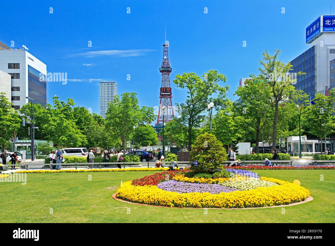 Parco odori e Torre della televisione di Sapporo Foto Stock