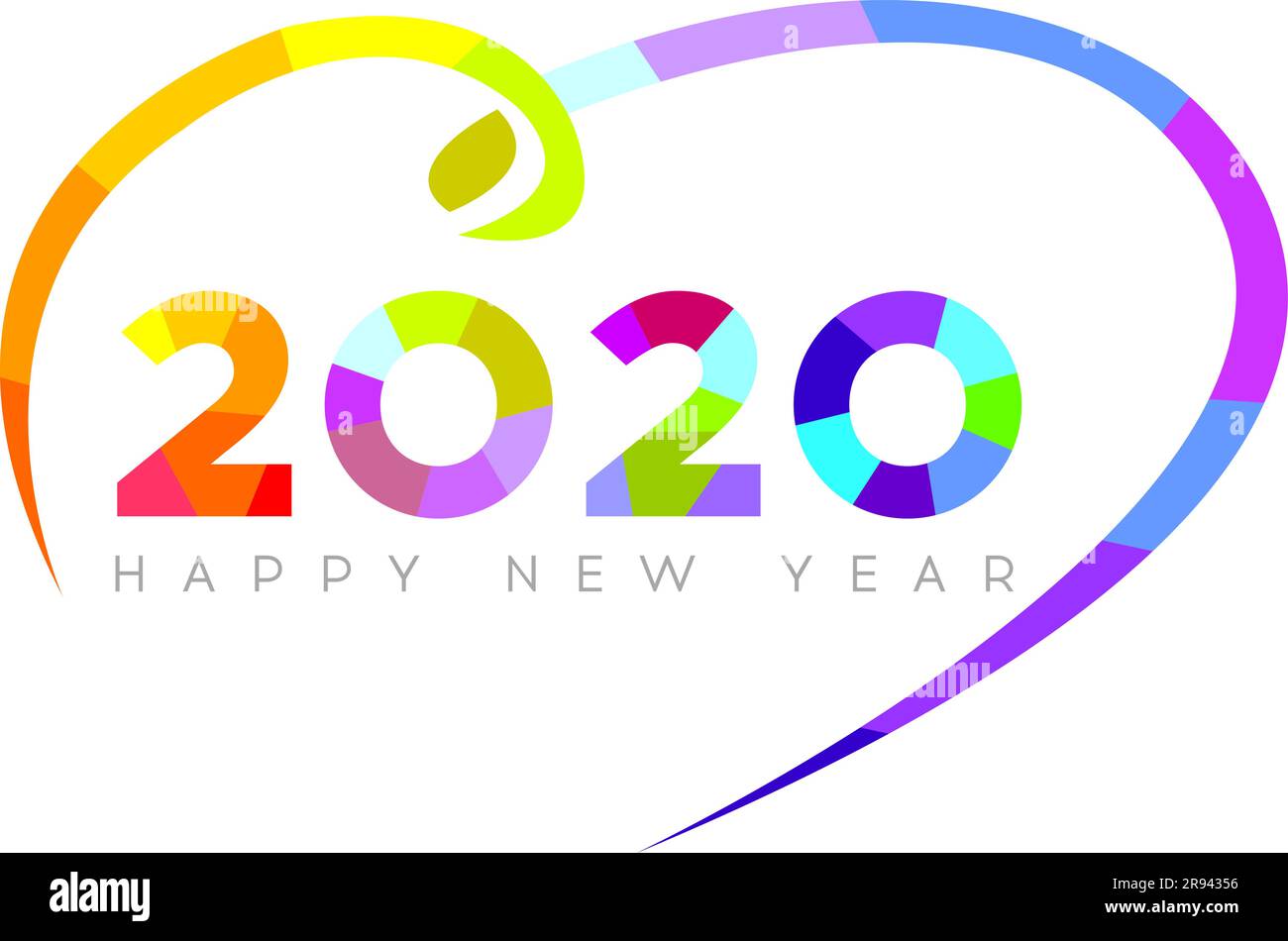 Buon anno 2020. Illustrazione del nuovo anno Vector Bright. Modello di brochure, scheda, banner Illustrazione Vettoriale