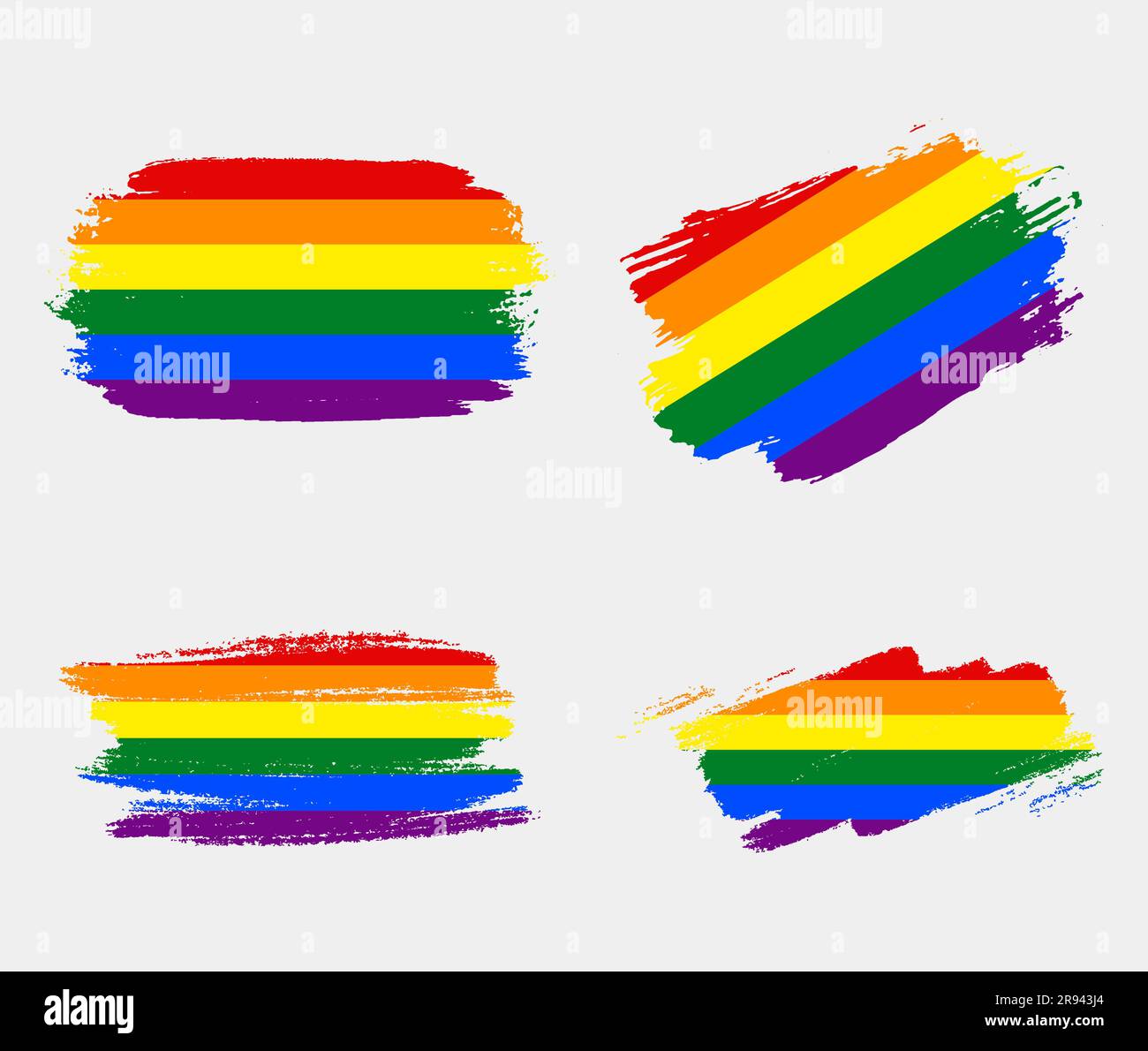 Bandiera Rainbow Pride dipinta con pennello su sfondo bianco. Concetto di diritti LGBT. Poster delle sfilate di orgoglio moderno. Illustrazione vettoriale Illustrazione Vettoriale