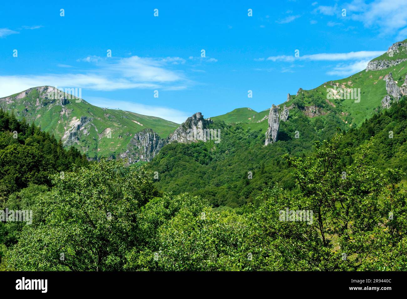 Valle di Chaudefour Riserva Naturale, Sancy mountain, vulcani Auvergne parco naturale, Puy de Dome, Auvergne, Francia Foto Stock