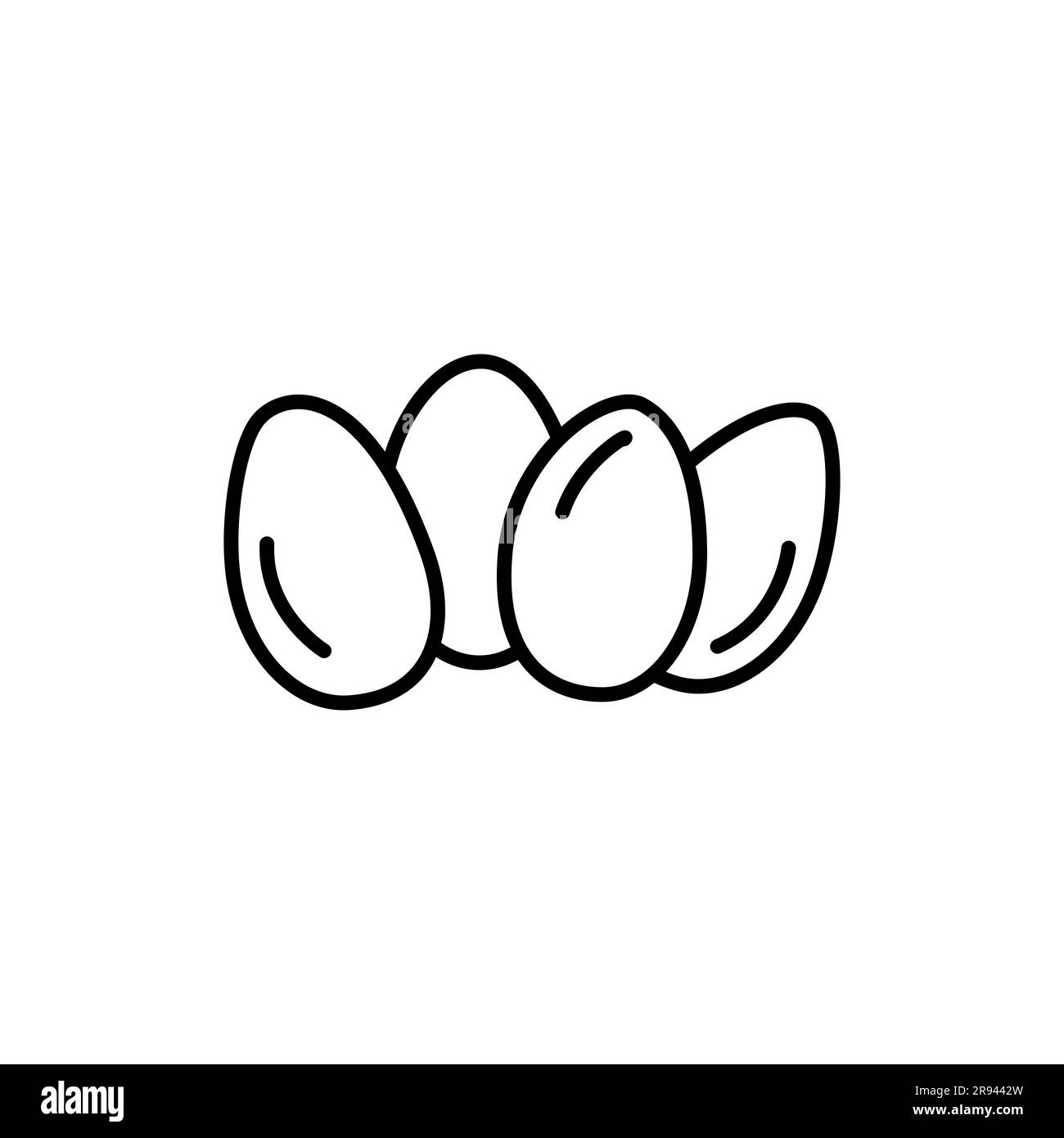 Modelli vettoriali con icona a forma di uovo. Eggs Endelineated Food Icon colazione Illustrazione Vettoriale