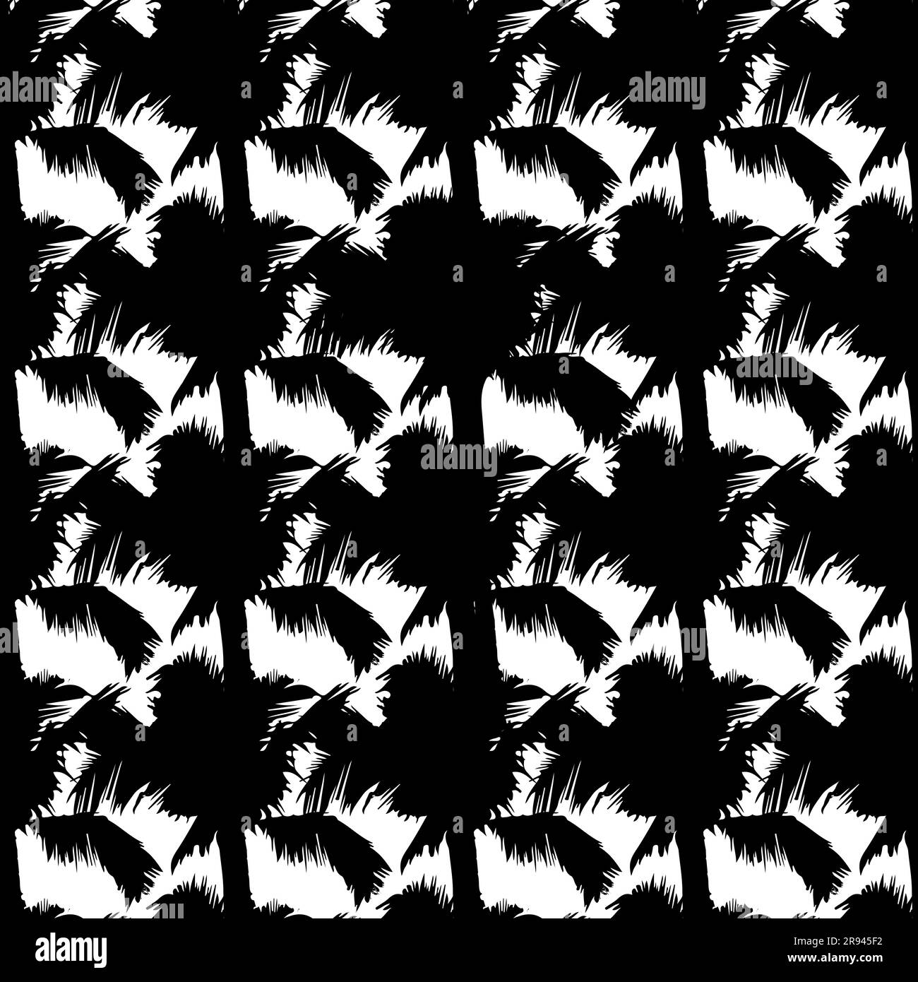 Palme vettoriali nere. Modello senza giunture disegnato a mano. Estate tropicale albero di palma lascia senza cuciture motivo. Astratto sfondo natura. Dorso tropicale Illustrazione Vettoriale