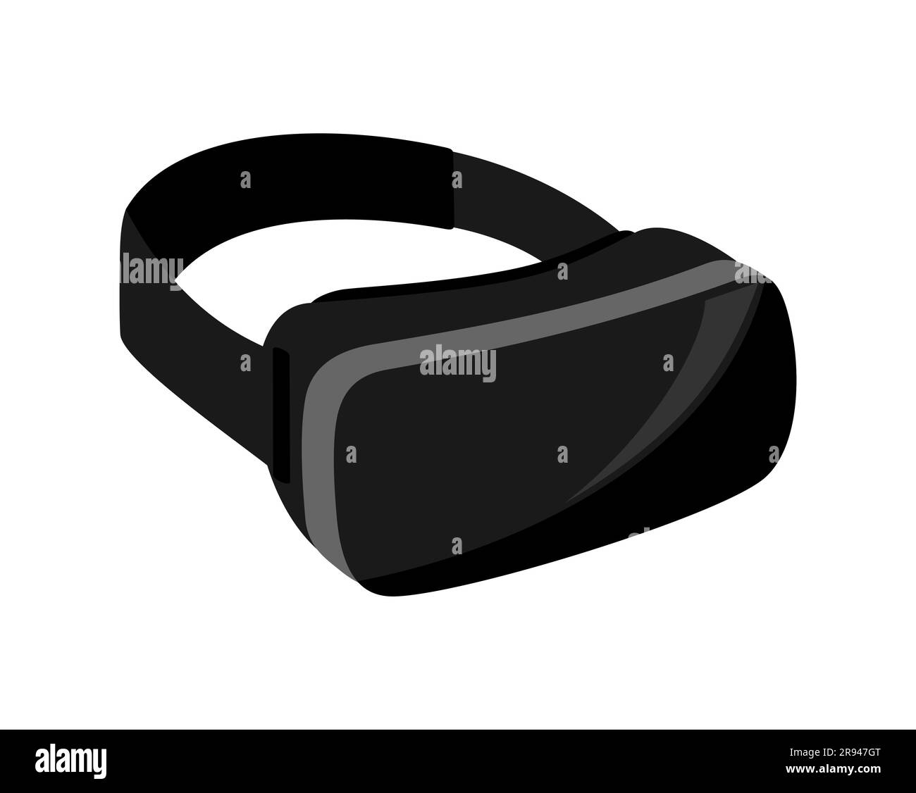 Occhiali per realtà virtuale neri e grigi isolati su sfondo bianco. Vista laterale e superiore. Illustrazione del vettore piatto Illustrazione Vettoriale