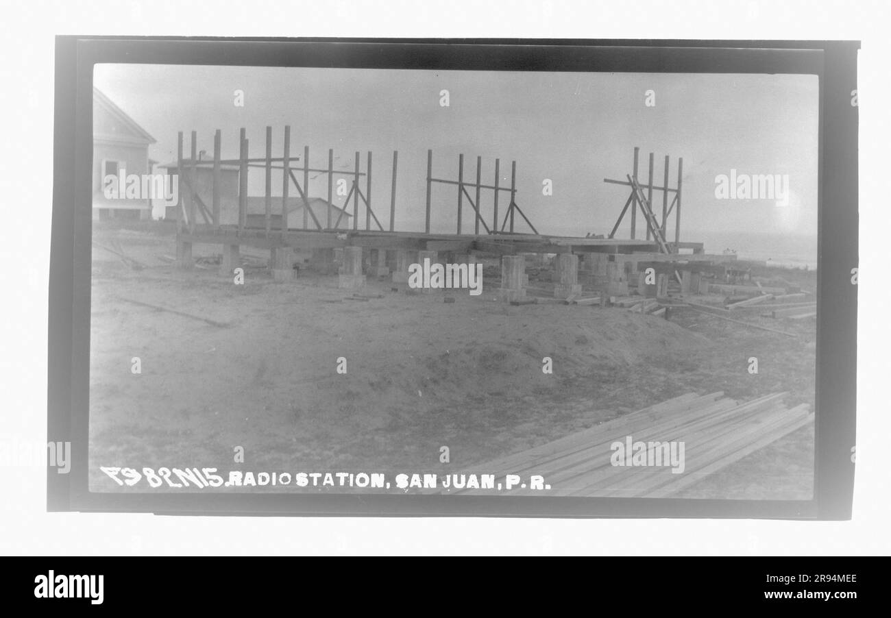 Stazione radio, San Juan, Porto Rico. Vetri negativi della costruzione e riparazione di edifici, strutture e navi presso il New York Navy Yard. Foto Stock
