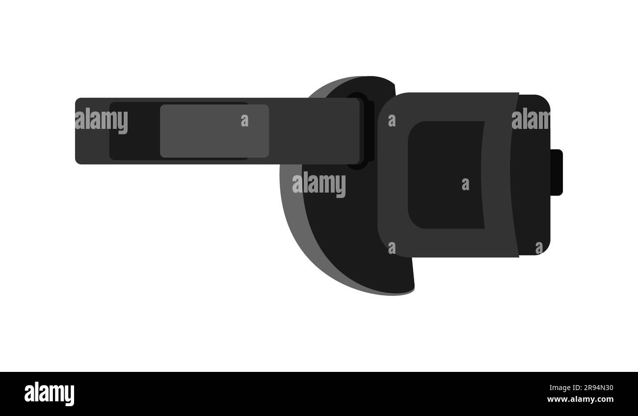 Occhiali per realtà virtuale neri e grigi isolati su sfondo bianco. Vista laterale. Illustrazione del vettore piatto Illustrazione Vettoriale