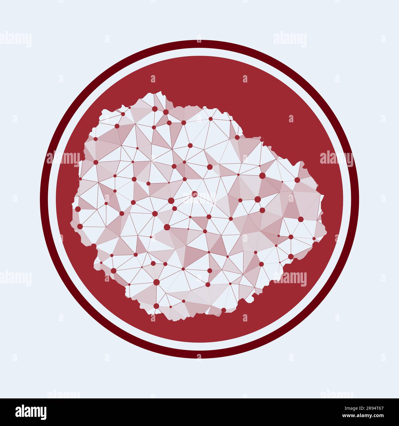 Icona di la Gomera. Logo tecnologico alla moda dell'isola. Design rotondo con mesh geometrica. Tecnologia, Internet, rete, concetto di telecomunicazione. Illustrazione Vettoriale