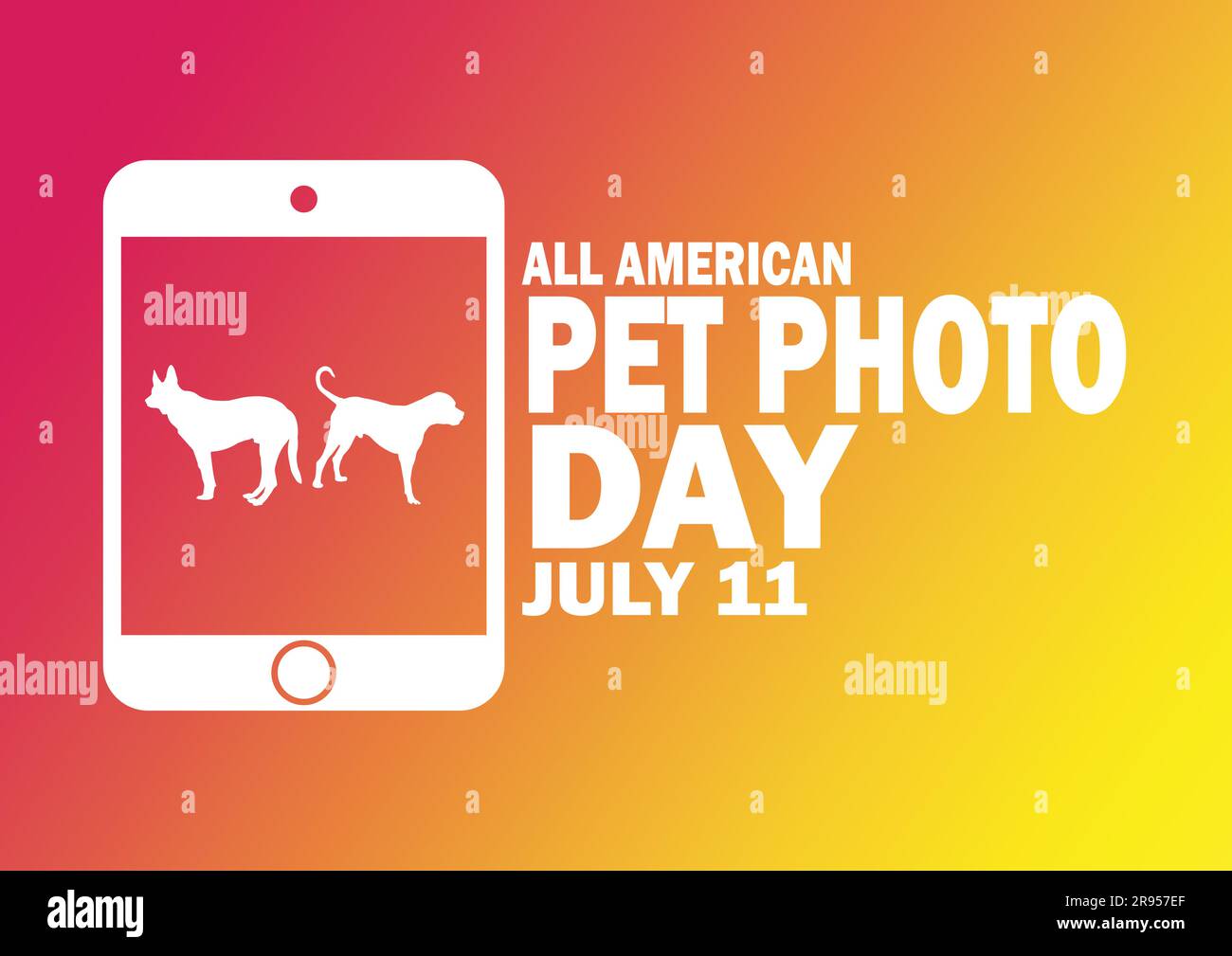 Tutte le illustrazioni American PET Photo Day Vector. 11 luglio. Concetto di vacanza. Modello per sfondo, banner, scheda, poster con iscrizione di testo. Illustrazione Vettoriale