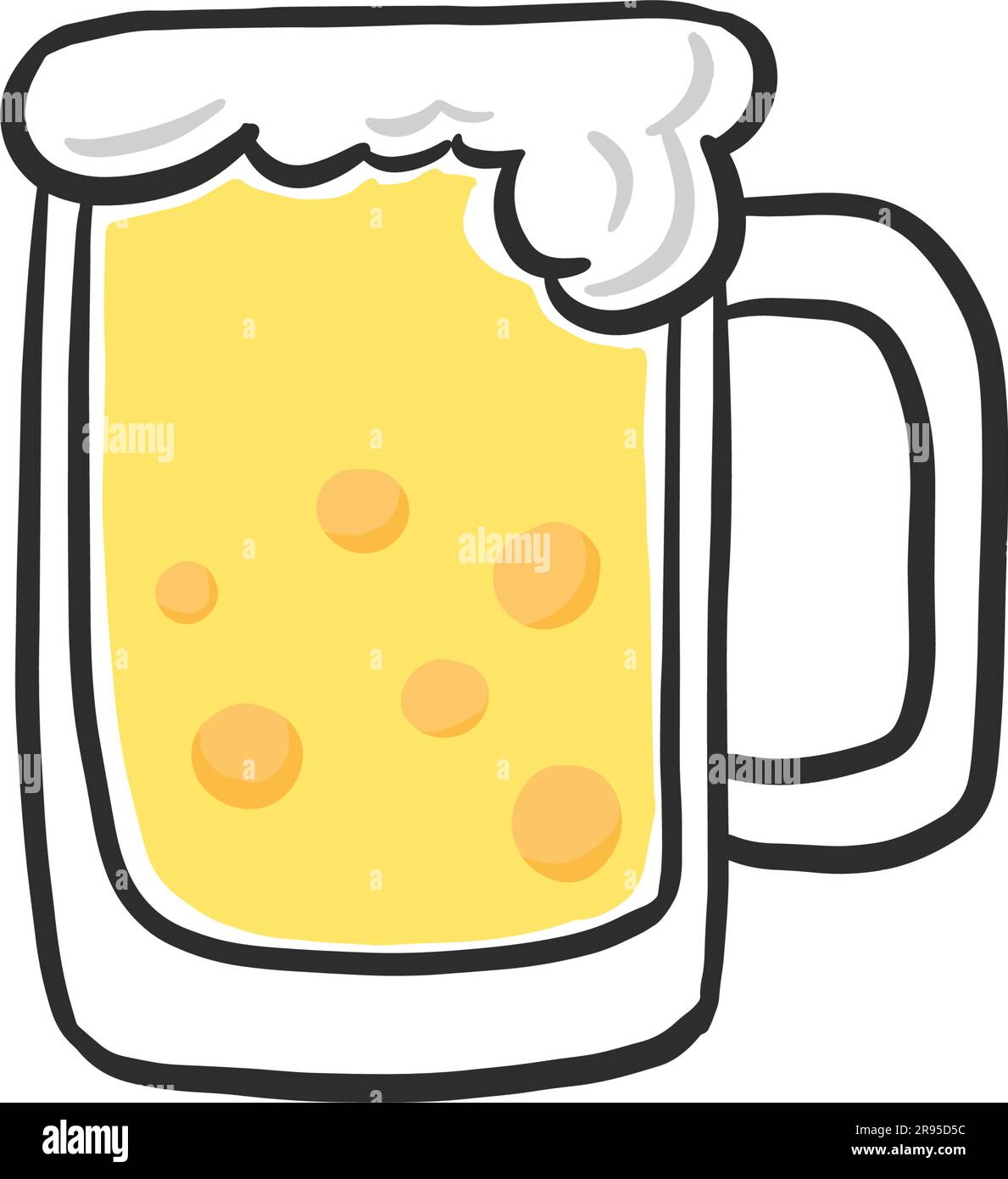 Un bicchiere di birra. Doodle disegnato a mano da cartone animato Illustrazione Vettoriale