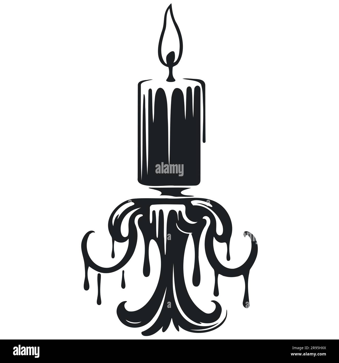 Candelabro acceso vecchio stile su supporto icona vettoriale piatta per app e siti Web. Illustrazione Vettoriale