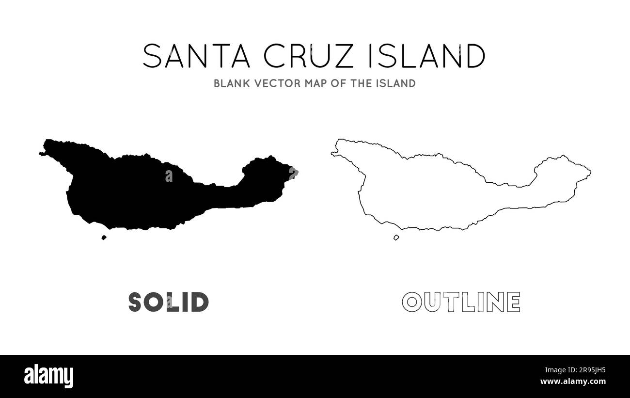 Mappa dell'isola di Santa Cruz. Confini dell'isola di Santa Cruz per la tua infografica. Illustrazione vettoriale. Illustrazione Vettoriale