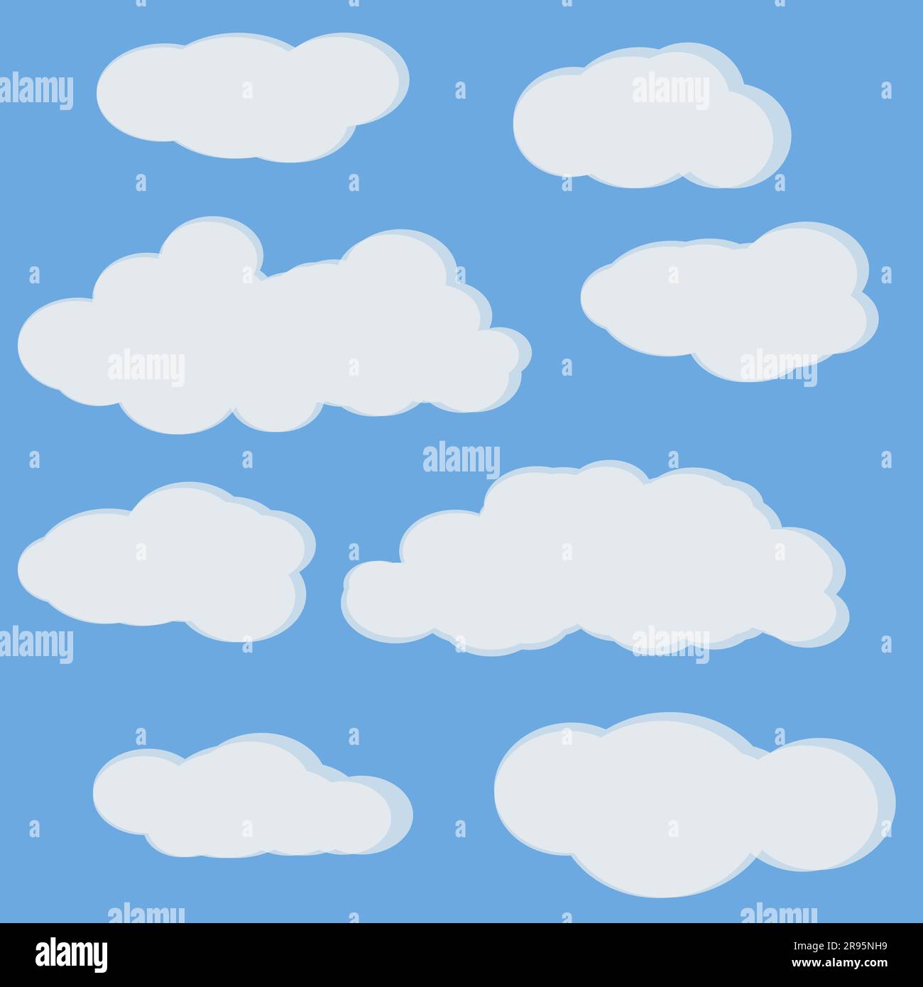 Set di nuvole su sfondo blu Illustrazione Vettoriale