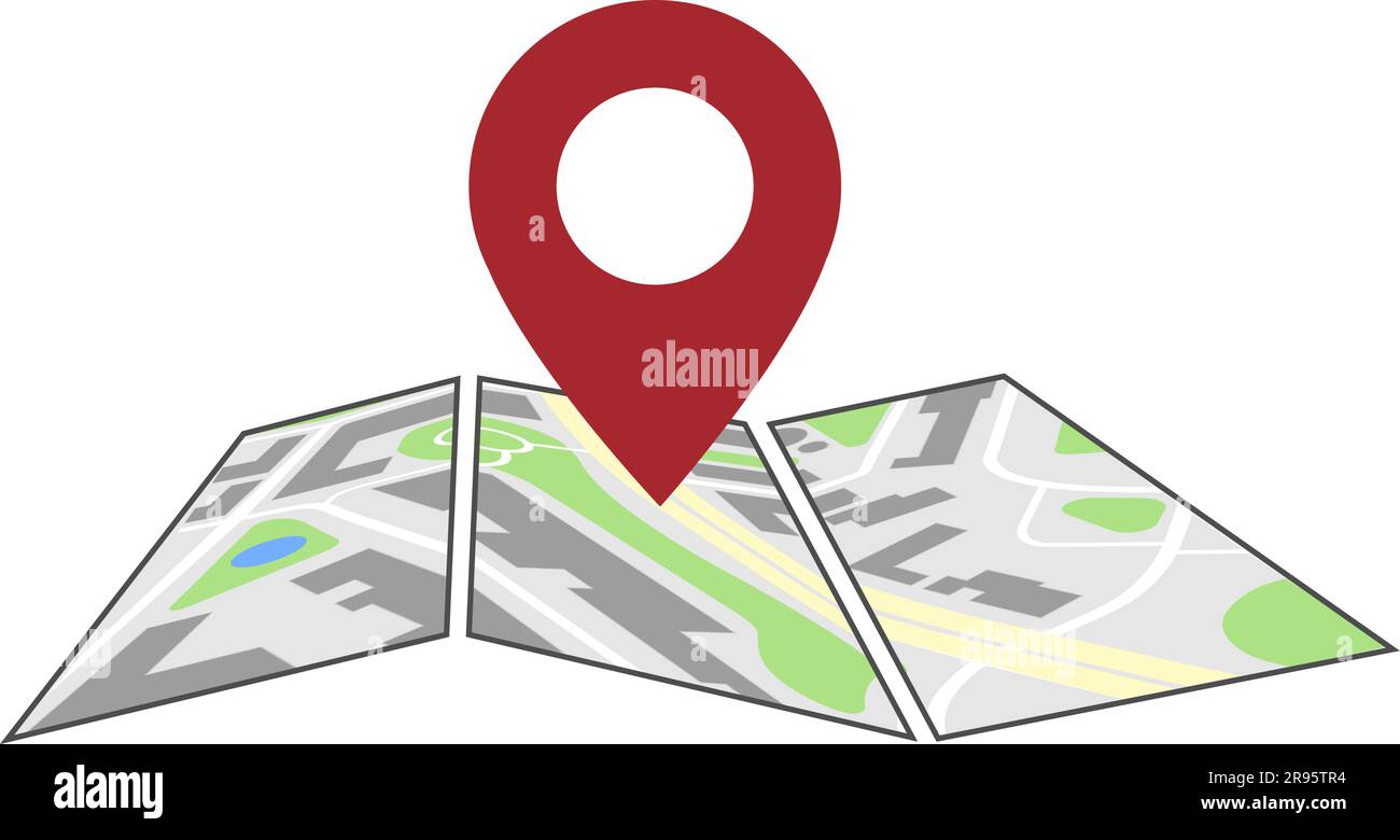 mappa generica con simbolo del marcatore di posizione, illustrazione vettoriale Illustrazione Vettoriale