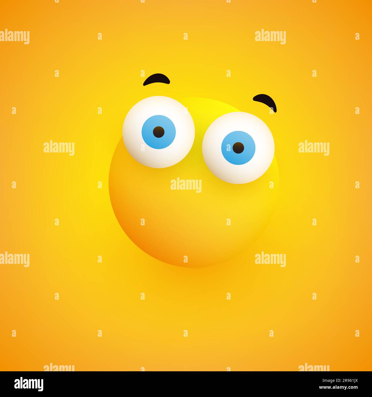 Emoji senza bocca - semplice emoticon divertente con occhi pop out su sfondo giallo Illustrazione Vettoriale