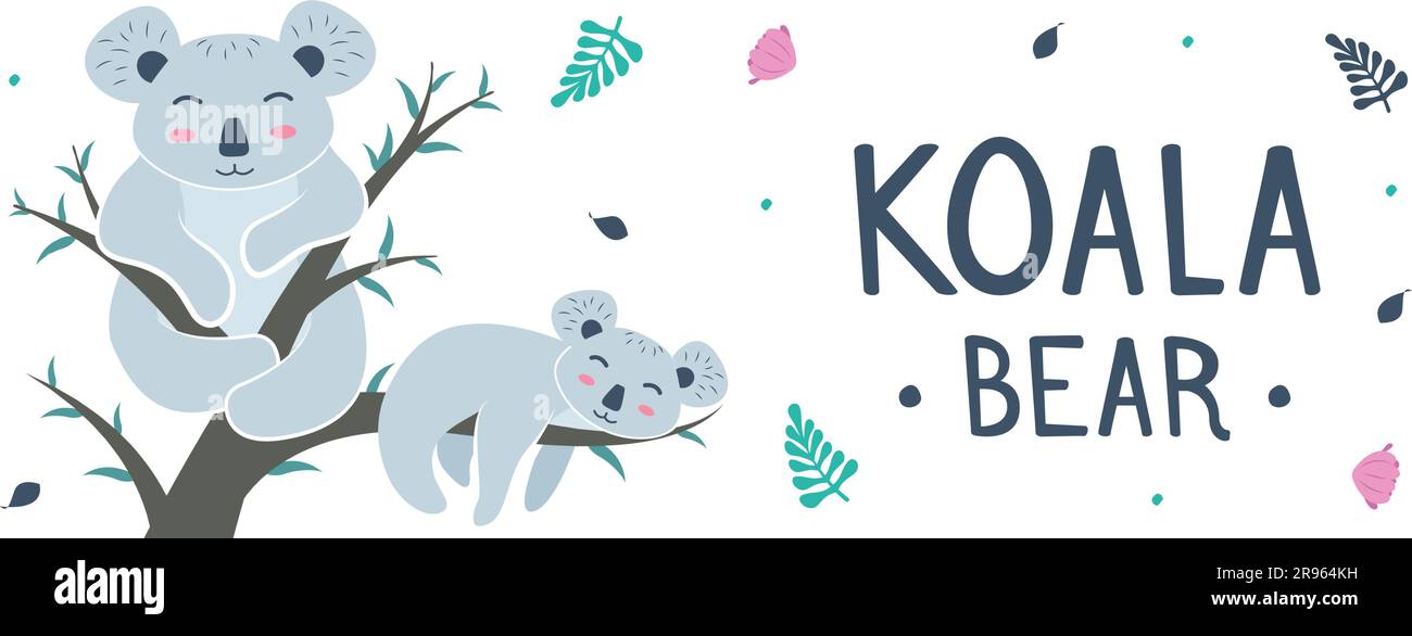 Il Koala carino rappresenta l'illustrazione dei vettori di cartoni animati. Illustrazione Vettoriale