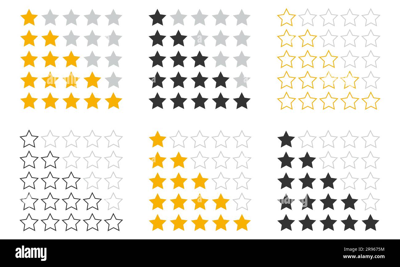 Set di cinque stelle. Illustrazione vettoriale Illustrazione Vettoriale