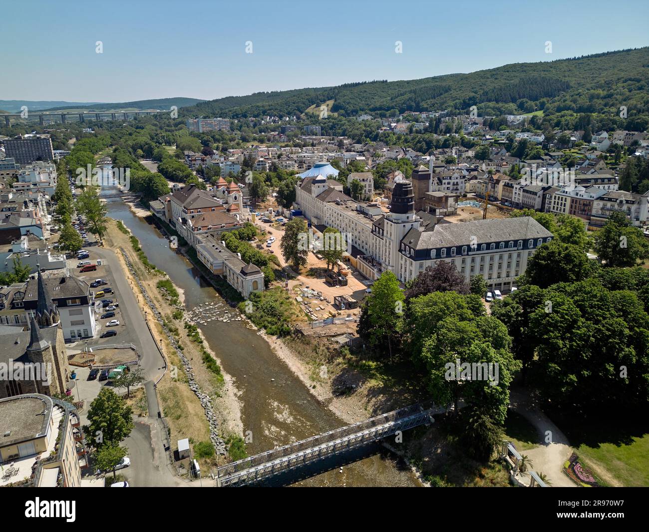 Il distretto termale di Bad Neuenahr è ancora un importante cantiere quasi due anni dopo il disastro dell'alluvione. Bad Neuenahr, Renania-Palatinato Foto Stock