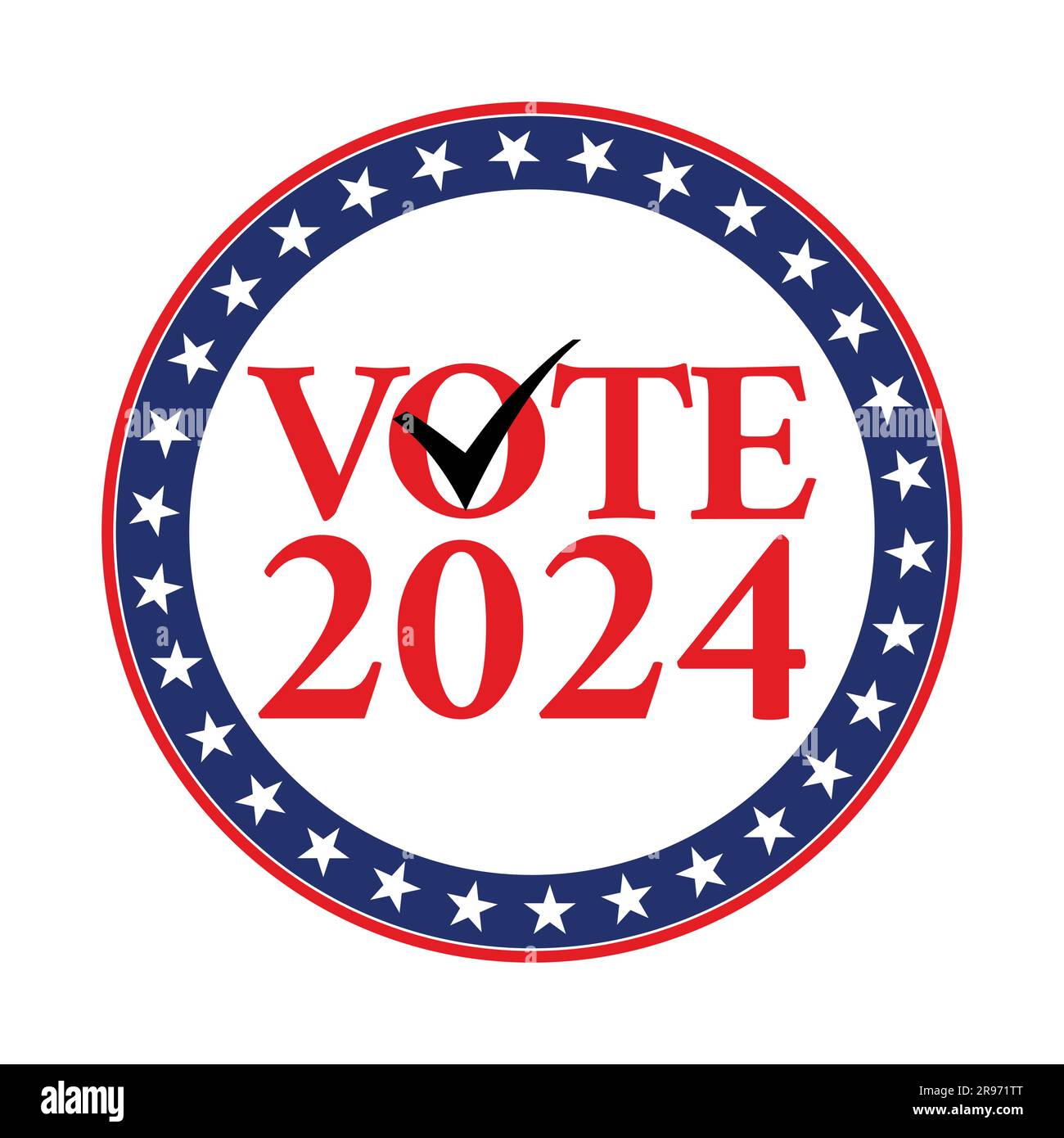 USA Election 2024 design vettoriale per pin, badge o pulsante campagna. Illustrazione Vettoriale