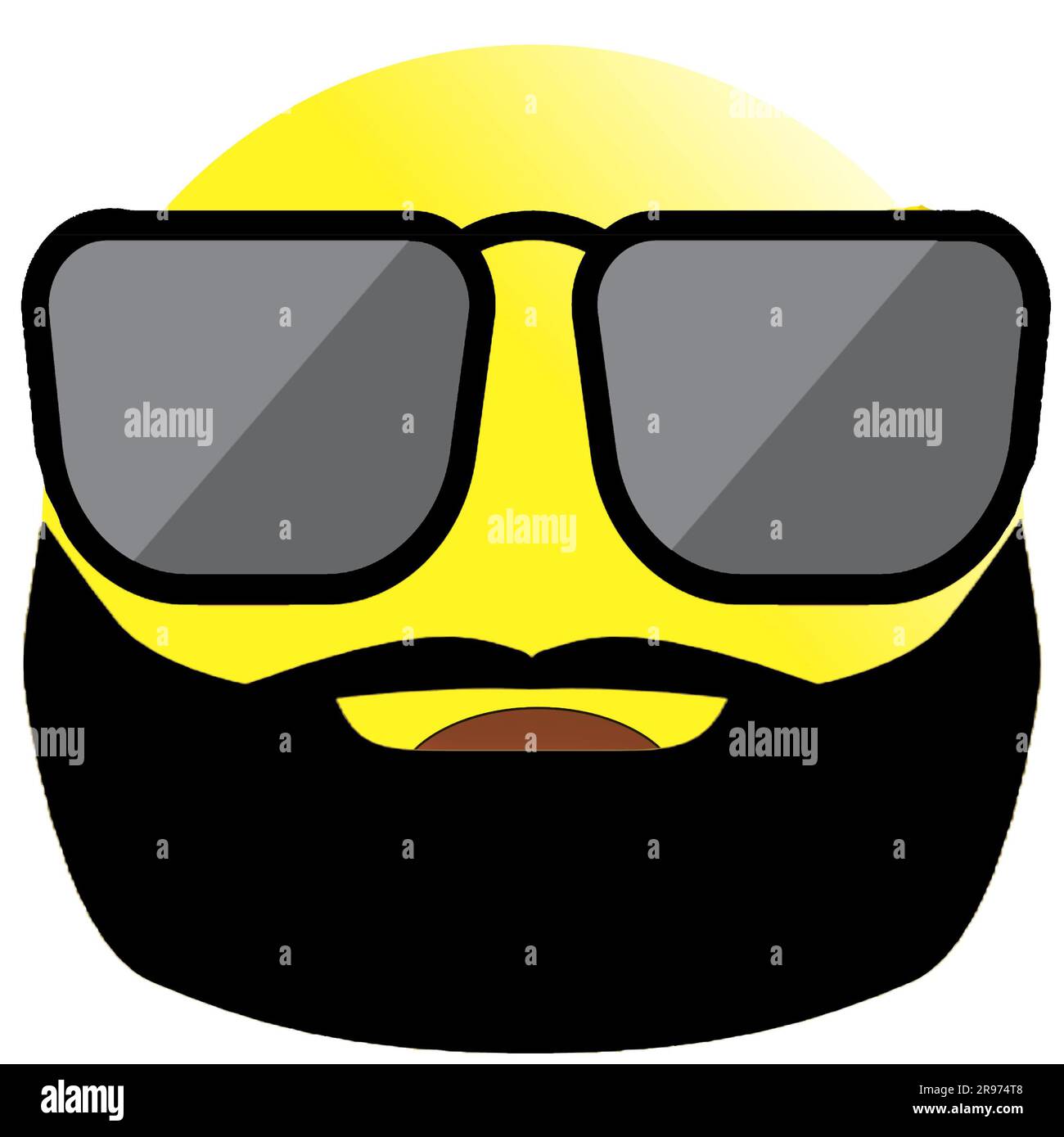 emoticon emoticon in bicchieri con barba e baffi su sfondo bianco isolare Foto Stock