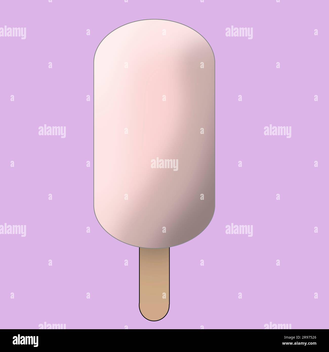 Rosa White Ice cream Popsicle su un colorato sfondo rosa pastello e viola Foto Stock