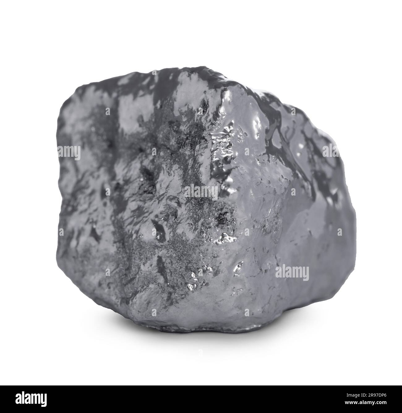 Una nugget color argento lucido su sfondo bianco Foto Stock