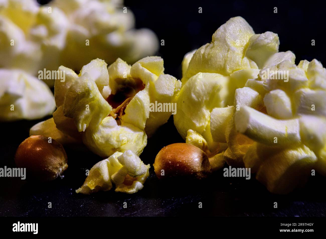 macro shot di popcorn Foto Stock