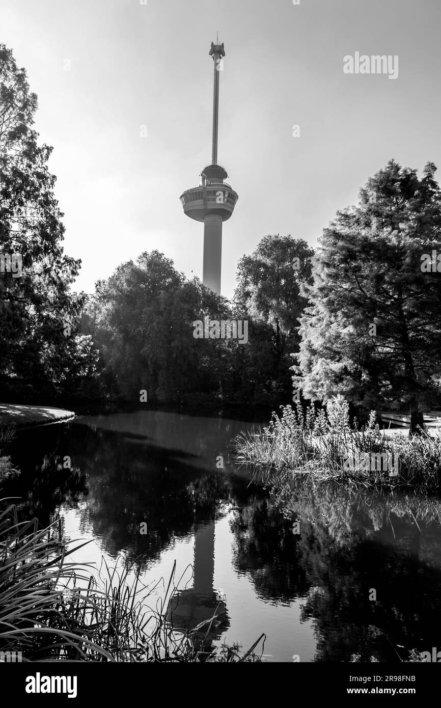 Rotterdam, NL - 8 ottobre 2021: Euromast, la torre di osservazione della città di Rotterdam vista da Het Park. Foto Stock