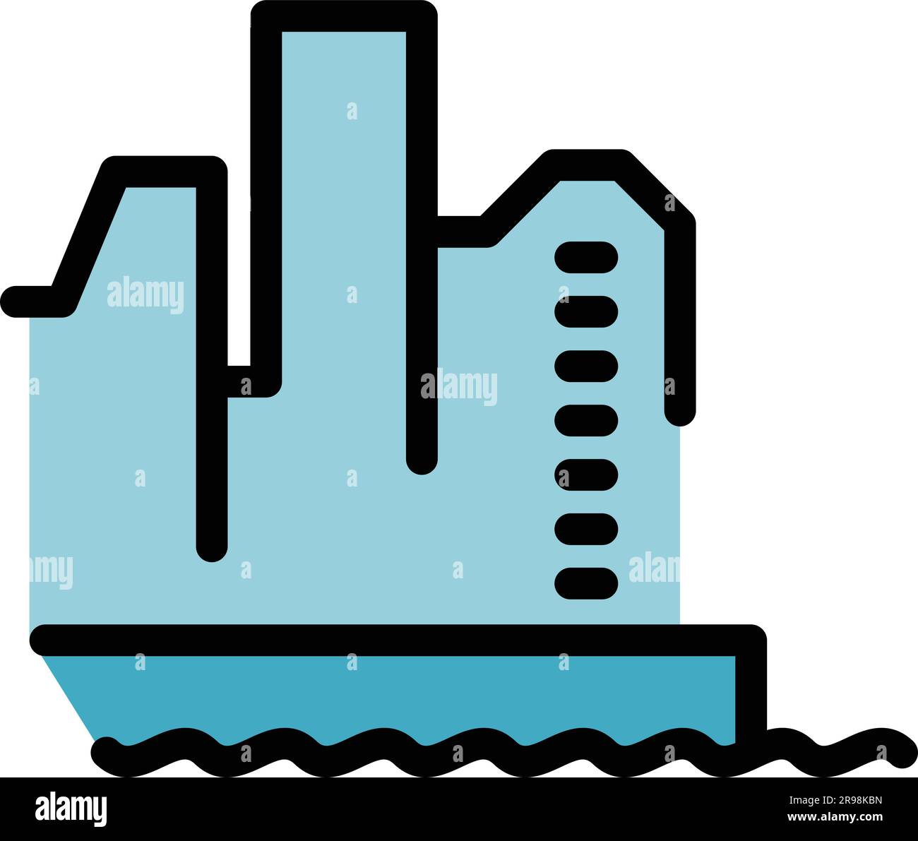 Vettore di contorno icona mare. Spiaggia di mare. Costa oceanica estiva Illustrazione Vettoriale