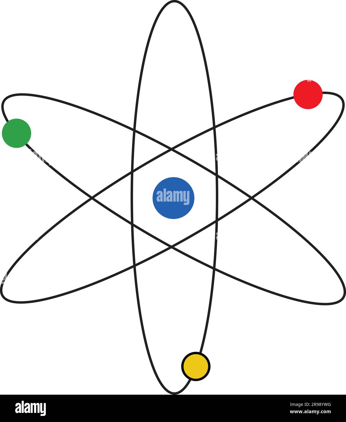 Vettore Atom con nucleo di protoni e neutroni. Illustrazione Vettoriale
